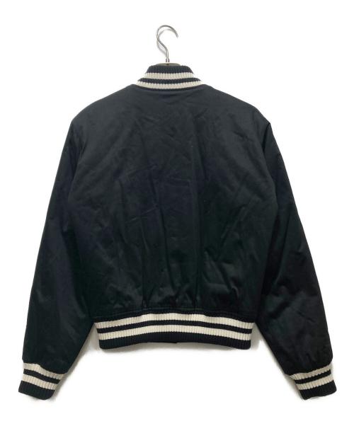 maison kitsune（メゾンキツネ）maison kitsune (メゾンキツネ) フォックスヘッドサテンテディボンバージャケット / スタジャン / LW02104WW0093 ブラック サイズ:Sの古着・服飾アイテム