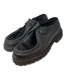 sillage（シアージ）の古着「ハラコ切替 チロリアンシューズ / chaussure de marche black ponyhair　vibramソール　252PG0008SLG」｜ブラック