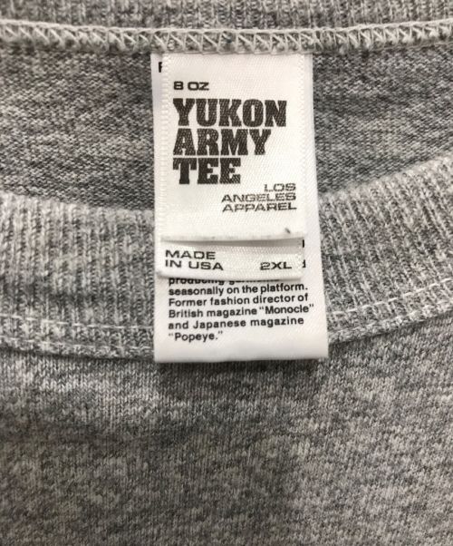 LOS ANGELES APPAREL（ロサンゼルスアパレル）LOS ANGELES APPAREL (ロサンゼルスアパレル) SSZ (エスエスズィー) AH (アキオハセガワ) 8oz YUKON ARMY TEE グレー サイズ:2XLの古着・服飾アイテム