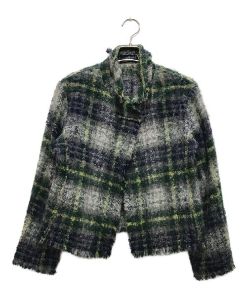 umii 908（ウミキューゼロハチ）umii 908 (ウミキューゼロハチ) モヘヤアルパカ混チェックジャケット グリーン×ネイビー サイズ:1の古着・服飾アイテム