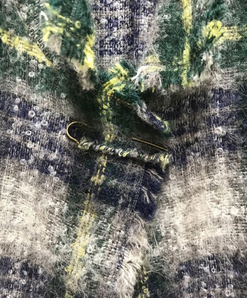 umii 908（ウミキューゼロハチ）umii 908 (ウミキューゼロハチ) モヘヤアルパカ混チェックジャケット グリーン×ネイビー サイズ:1の古着・服飾アイテム