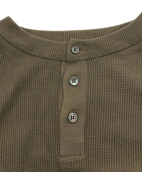 yashiki（ヤシキ）yashiki (ヤシキ) Asasuzu Henley Knit オリーブ サイズ:3の古着・服飾アイテム