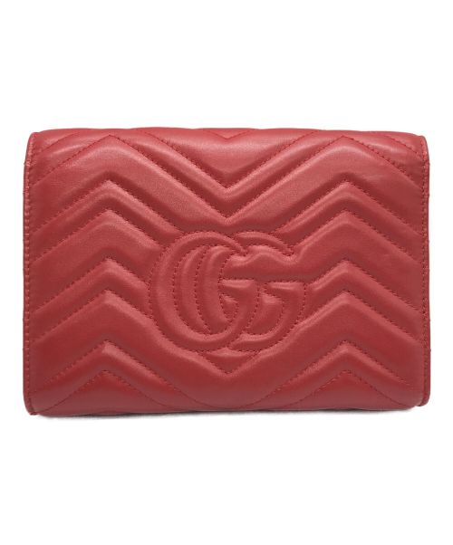 GUCCI（グッチ）GUCCI (グッチ) GGマーモント チェーンウォレット ショルダーバッグ/	474575 レッドの古着・服飾アイテム
