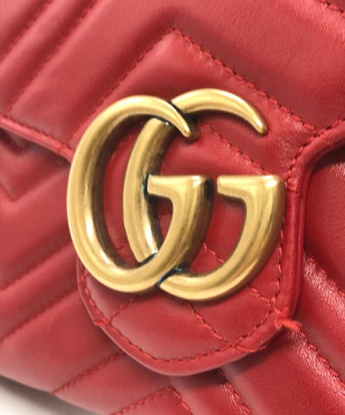 GUCCI（グッチ）GUCCI (グッチ) GGマーモント チェーンウォレット ショルダーバッグ/	474575 レッドの古着・服飾アイテム