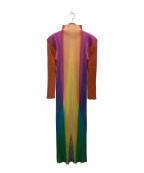 PLEATS PLEASEプリーツプリーズ）の古着「グラデーションハイネックプリーツワンピース」｜マルチカラー