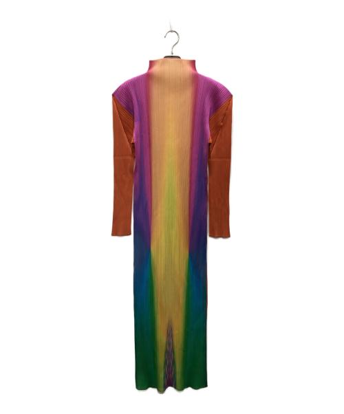 PLEATS PLEASE（プリーツプリーズ）PLEATS PLEASE (プリーツプリーズ) グラデーションハイネックプリーツワンピース マルチカラー サイズ:3の古着・服飾アイテム