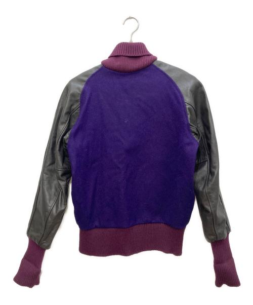 skookum（スクーカム）SKOOKUM (スクーカム) レザー切替スタジャン パープル サイズ:34の古着・服飾アイテム