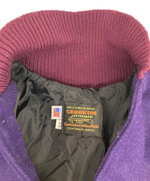 skookum（スクーカム）SKOOKUM (スクーカム) レザー切替スタジャン パープル サイズ:34の古着・服飾アイテム