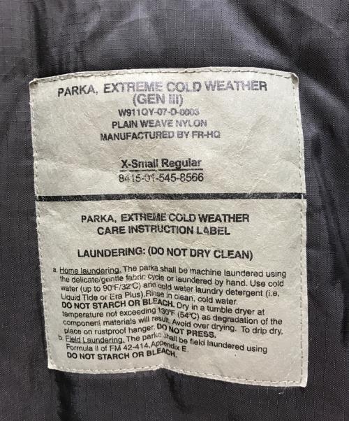 US ARMY（ユーエスアーミー）US ARMY (ユーエスアーミー) MILITARY GEN3 Primaloft Level 7 ECW Parka/レベルセブン/エクワックス ブラック サイズ:XSの古着・服飾アイテム