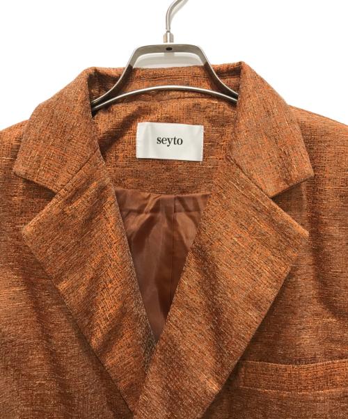 seyto（セイト）seyto (セイト) ジャガードセミダブルテーラードジャケット オレンジ サイズ:Ⅿの古着・服飾アイテム
