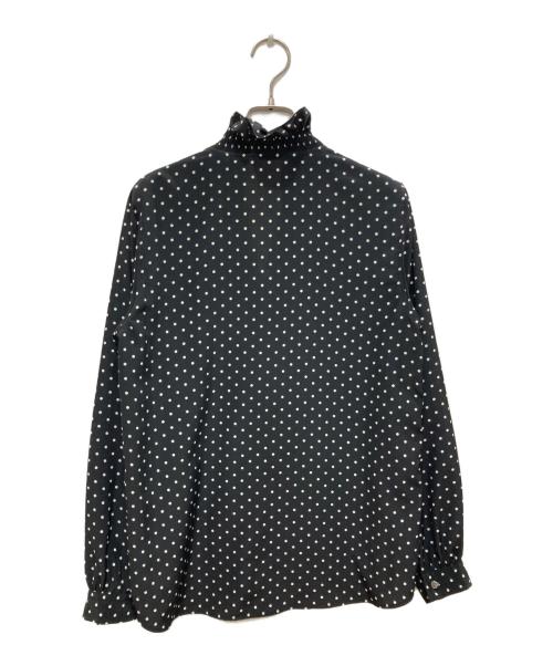 SLOBE IENA（スローブ イエナ）SLOBE IENA (スローブ イエナ) ドットプリントVネックスタンドフリルブラウス ブラック サイズ:Freeの古着・服飾アイテム