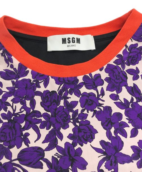 MSGM（エムエスジーエム）MSGM (エムエスジーエム) 切替カットソー パープル×ブラック サイズ:XLの古着・服飾アイテム