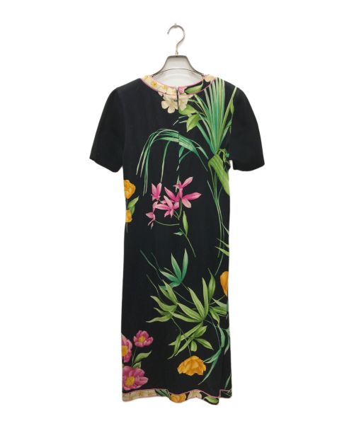 LEONARD（レオナール）LEONARD (レオナール) 花柄ワンピース ブラック サイズ:LLの古着・服飾アイテム