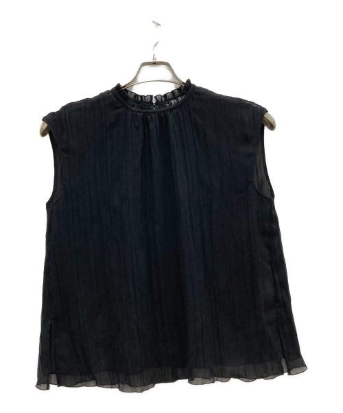 BALLSEY（ボールジィ）BALLSEY (ボールジィ) ランダムプリーツジョーゼット フレンチスリーブブラウス ブラック サイズ:36の古着・服飾アイテム