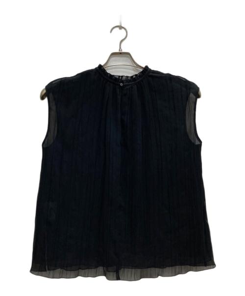 BALLSEY（ボールジィ）BALLSEY (ボールジィ) ランダムプリーツジョーゼット フレンチスリーブブラウス ブラック サイズ:36の古着・服飾アイテム