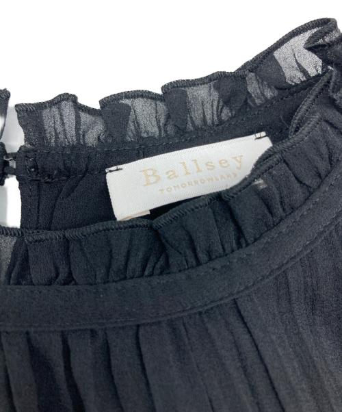 BALLSEY（ボールジィ）BALLSEY (ボールジィ) ランダムプリーツジョーゼット フレンチスリーブブラウス ブラック サイズ:36の古着・服飾アイテム