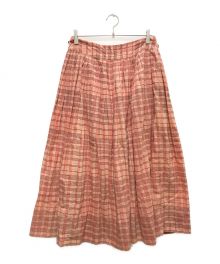 Khadi&Co.（カディアンドコー）の古着「JULIA ブロックプリントチェックスカート」｜レッド