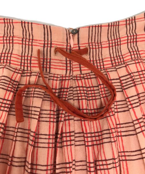 Khadi&Co.（カディアンドコー）Khadi&Co. (カディアンドコー) JULIA ブロックプリントチェックスカート レッド サイズ:Sの古着・服飾アイテム