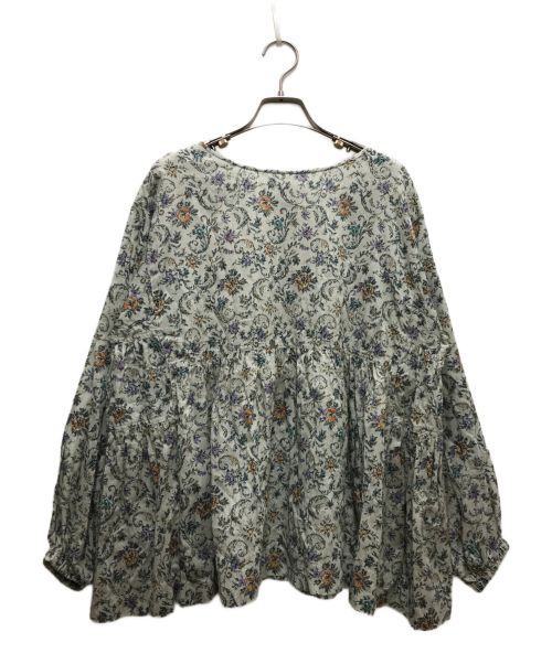 BEARDSLEY（ビアズリー）BEARDSLEY (ビアズリー) 花更紗ギャザーブラウス グレー サイズ:Fの古着・服飾アイテム
