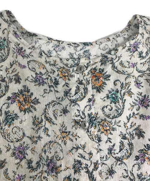 BEARDSLEY（ビアズリー）BEARDSLEY (ビアズリー) 花更紗ギャザーブラウス グレー サイズ:Fの古着・服飾アイテム