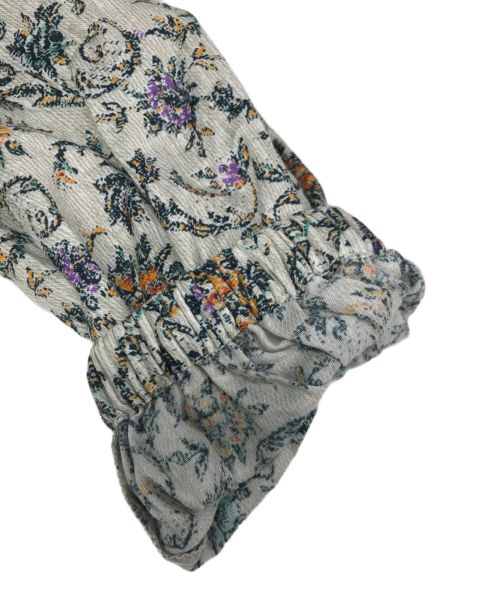 BEARDSLEY（ビアズリー）BEARDSLEY (ビアズリー) 花更紗ギャザーブラウス グレー サイズ:Fの古着・服飾アイテム