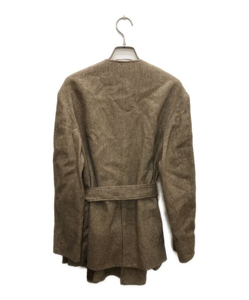 UNITED ARROWS（ユナイテッドアローズ）UNITED ARROWS (ユナイテッドアローズ) ノーカラー ベルト ジャケット ブラウン サイズ:Sの古着・服飾アイテム