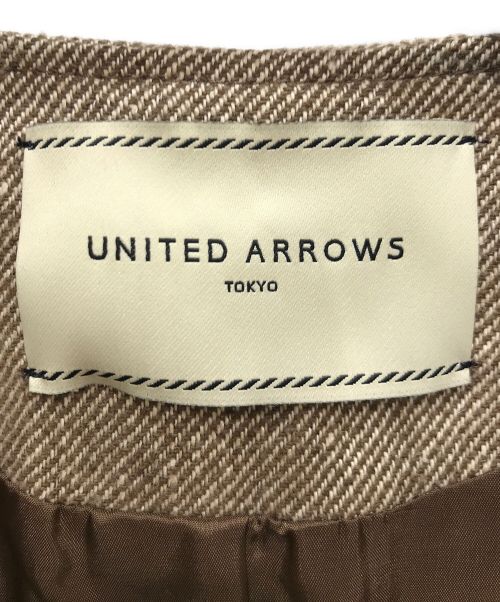 UNITED ARROWS（ユナイテッドアローズ）UNITED ARROWS (ユナイテッドアローズ) ノーカラー ベルト ジャケット ブラウン サイズ:Sの古着・服飾アイテム
