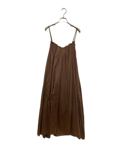 SLOBE IENA（スローブ イエナ）SLOBE IENA (スローブ イエナ) コットンガーゼ ギャザーワンピース ブラウン サイズ:Freeの古着・服飾アイテム