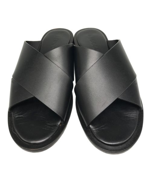 L/UCCA（ルッカ）L/UCCA (ルッカ) レザークロスサンダル ブラック サイズ:42の古着・服飾アイテム