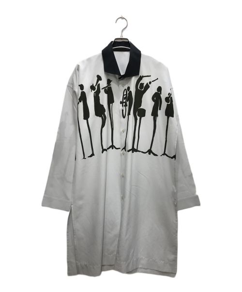 HOMME PLISSE ISSEY MIYAKE（オム プリッセ イッセイ ミヤケ）HOMME PLISSE ISSEY MIYAKE (オムプリッセ イッセイ ミヤケ) PRESS PRINT SHIRT/プレスプリントシャツ/20AWコレクション グレー×ブラック サイズ:3の古着・服飾アイテム