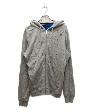 中古・古着通販】DIESEL (ディーゼル) ダメージジップパーカー グレー