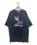 maison kitsuneメゾンキツネ）の古着「刺繍Tシャツ」｜ブラック