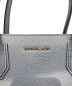 中古・古着 MICHAEL KORS (マイケルコース) マーサー ラージ アコーディオン トート/Mercer Large Pebbled Leather Accordion Tote Bag スカイブルー：7000円