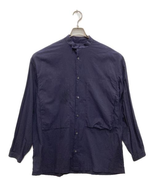 E.TAUTZ（イートーツ）E.TAUTZ (イートーツ) バンドカラーシャツ ネイビー サイズ:XSの古着・服飾アイテム