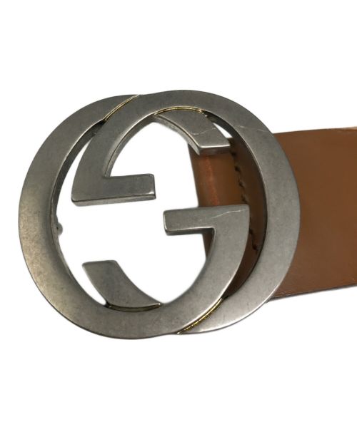 GUCCI（グッチ）GUCCI (グッチ) インターロッキングGレザーベルト ブラウンの古着・服飾アイテム
