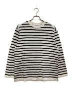 Yonetomiヨネトミ）の古着「New Basic Wave Cotton Basque Knit Pullover/ニュー ベーシック ウェーブ コットン バスク ニット プルオーバー」｜アイボリー×ブラック