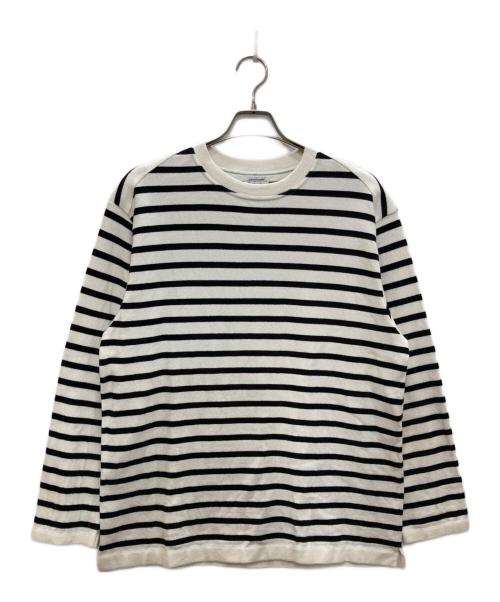 Yonetomi（ヨネトミ）Yonetomi (ヨネトミ) New Basic Wave Cotton Basque Knit Pullover/ニュー ベーシック ウェーブ コットン バスク ニット プルオーバー アイボリー×ブラック サイズ:3の古着・服飾アイテム