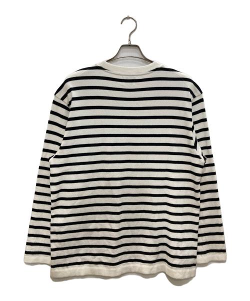 Yonetomi（ヨネトミ）Yonetomi (ヨネトミ) New Basic Wave Cotton Basque Knit Pullover/ニュー ベーシック ウェーブ コットン バスク ニット プルオーバー アイボリー×ブラック サイズ:3の古着・服飾アイテム