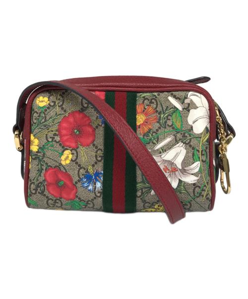 GUCCI（グッチ）GUCCI (グッチ) GGスプリームショルダーバッグ/オフィディア/517350 ベージュ×レッドの古着・服飾アイテム