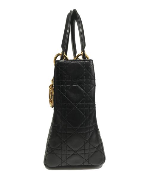 Christian Dior（クリスチャン ディオール）Christian Dior (クリスチャン ディオール) Lady Dior2wayハンドバッグ/レディディオールハンドバッグ ブラックの古着・服飾アイテム