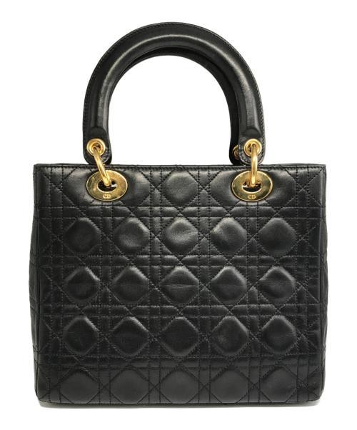 Christian Dior（クリスチャン ディオール）Christian Dior (クリスチャン ディオール) Lady Dior2wayハンドバッグ/レディディオールハンドバッグ ブラックの古着・服飾アイテム