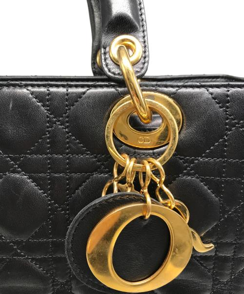 Christian Dior（クリスチャン ディオール）Christian Dior (クリスチャン ディオール) Lady Dior2wayハンドバッグ/レディディオールハンドバッグ ブラックの古着・服飾アイテム