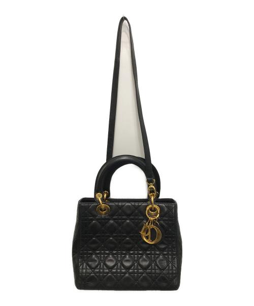 Christian Dior（クリスチャン ディオール）Christian Dior (クリスチャン ディオール) Lady Dior2wayハンドバッグ/レディディオールハンドバッグ ブラックの古着・服飾アイテム