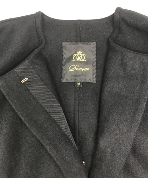 DRAWER（ドゥロワー）DRAWER (ドゥロワー) リバー ノーカラーコート ブラック サイズ:36の古着・服飾アイテム