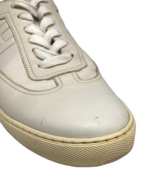 HERMES（エルメス）HERMES (エルメス) クイッカー レザーローカットスニーカー ホワイト×オレンジ サイズ:44の古着・服飾アイテム