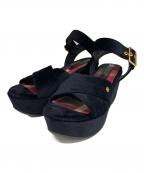 BLUE LABEL CRESTBRIDGEブルーレーベルクレストブリッジ）の古着「ベロアサンダル」｜ネイビー