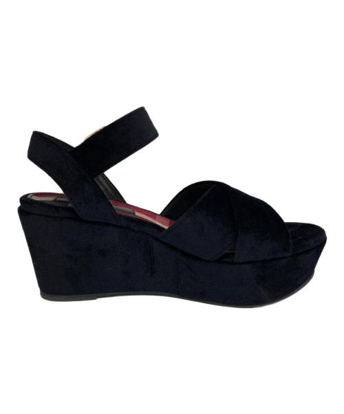 BLUE LABEL CRESTBRIDGE（ブルーレーベルクレストブリッジ）BLUE LABEL CRESTBRIDGE (ブルーレーベルクレストブリッジ) ベロアサンダル ネイビー サイズ:24の古着・服飾アイテム