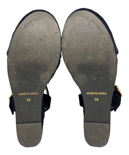 BLUE LABEL CRESTBRIDGE（ブルーレーベルクレストブリッジ）BLUE LABEL CRESTBRIDGE (ブルーレーベルクレストブリッジ) ベロアサンダル ネイビー サイズ:24の古着・服飾アイテム