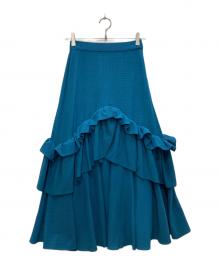 Ameri（アメリ）の古着「CREPE VOLUME GATHER SKIRT/クレープ ボリューム ギャザー スカート」｜ブルー