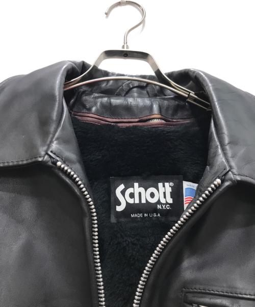 Schott（ショット）Schott (ショット) ボアライナー付レザージャケット/USA製/TALONジップ ブラック サイズ:38の古着・服飾アイテム
